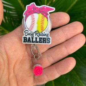 Busy Raising Ballers Badge Holder